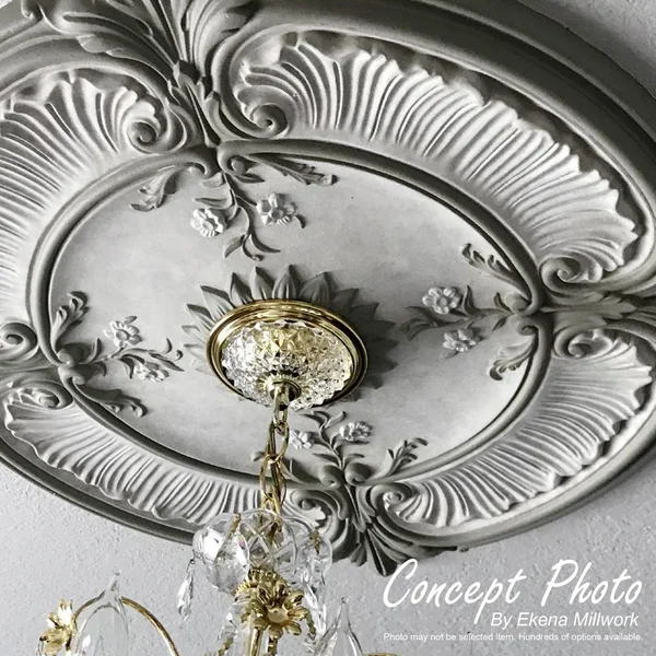 Ekena Millwork CM30KISTC 30 3/8x22W x 20 3/4x22H x 1x22P Kinsley Flowing Leaf Ceiling Medallion, Hand-Painted Smokey Topaz Crack