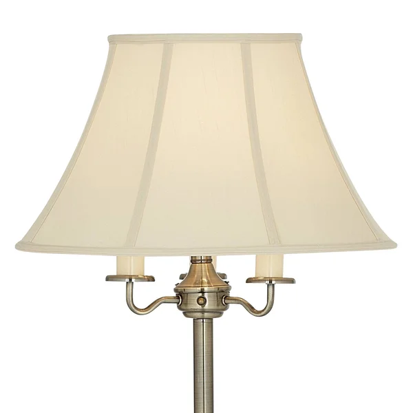Regency Hill Traditional Floor Lamp Antique Brass Shabby Chic Off White Bell Shade Candelabra for Living Room Reading Bedroom