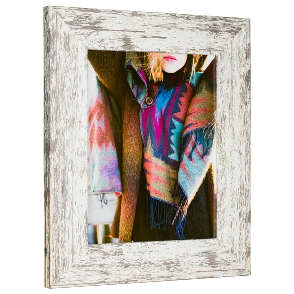 Craig Frames American Barn, Faux Barnwood Picture Frame, White, 18 x 36 inch