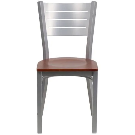 Flash Furniture 2-Xu-Dg-60401-Chyw-Gg Silver Slat Chair-Chy Seat, pk2