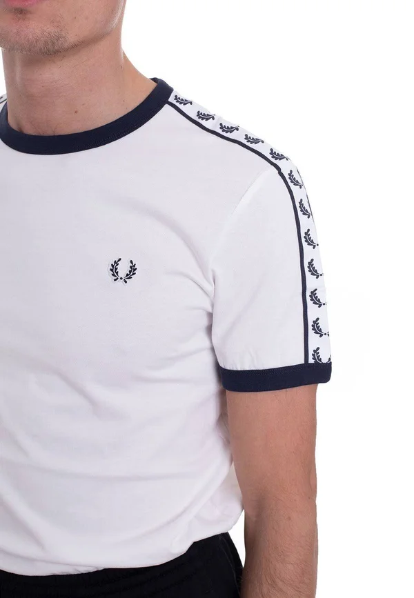 Fred Perry Taped Ringer T Shirt White