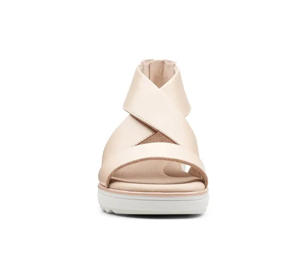 Clarks Jillian Rise Womens Leather Criss-Cross Wedge Sandals, Blush