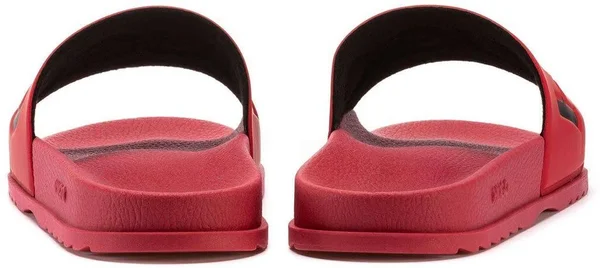 Hugo Boss - Italian Made Slides with Contrast Logo - Dark Red
