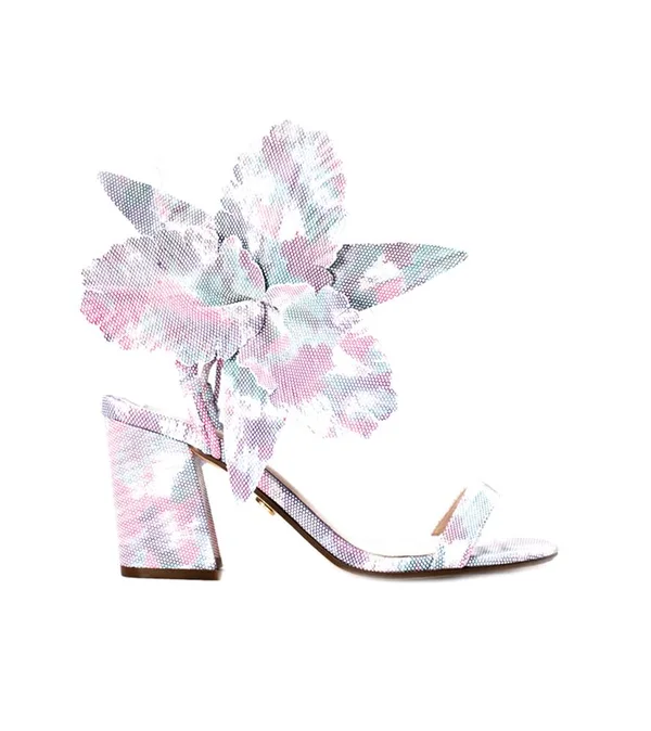 Cecelia New York Hibiscus Heeled Sandals TIDEDYE Flower Block Heel Pumps - Women's, Size: 6