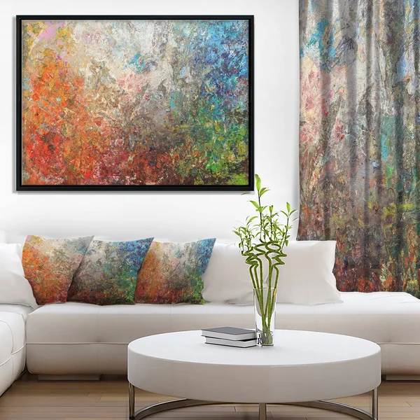 Designart ' Board Stained Abstract Art ' Abstract Framed Canvas Art Print, Size: 34 inch x 18 inch