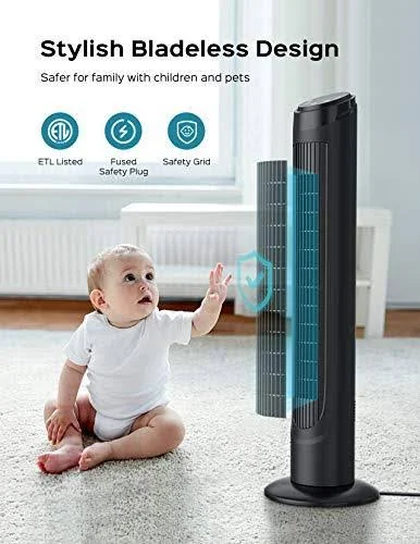 Tower Fan, Dreo 90° Oscillating Fans with Remote, Quiet Cooling, 12 Modes, 12H Timer, Space-Saving, LED Display with Touch Contro