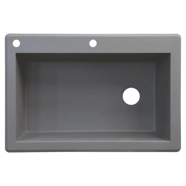 Transolid Radius Drop-In 33-in x 22-in Grey Single Bowl 2-Hole Kitchen Sink in Gray - RTSS3322-17-CA