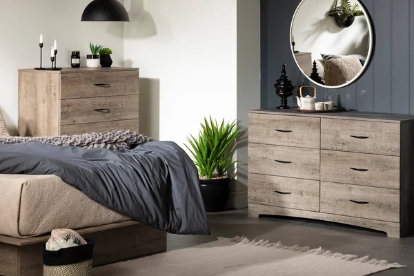 South Shore Step One 6-Drawer Double Dresser Weathered Oak