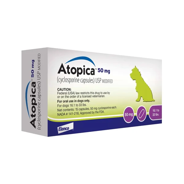 Atopica 50 mg for Dogs, 15 Capsules