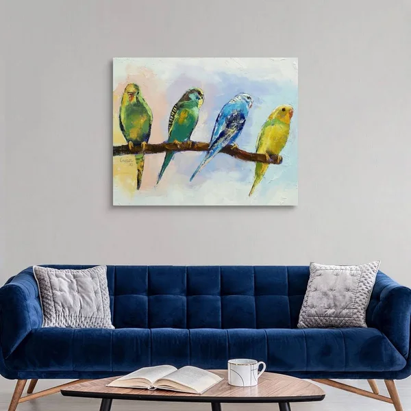 Four Parakeets, Canvas Wall Art, 45x36, Great Big Canvas