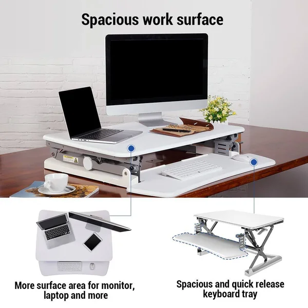 FlexiSpot 35x22 Wide Platform Height Adjustable Standing Desk - Removable Keyboard M2W