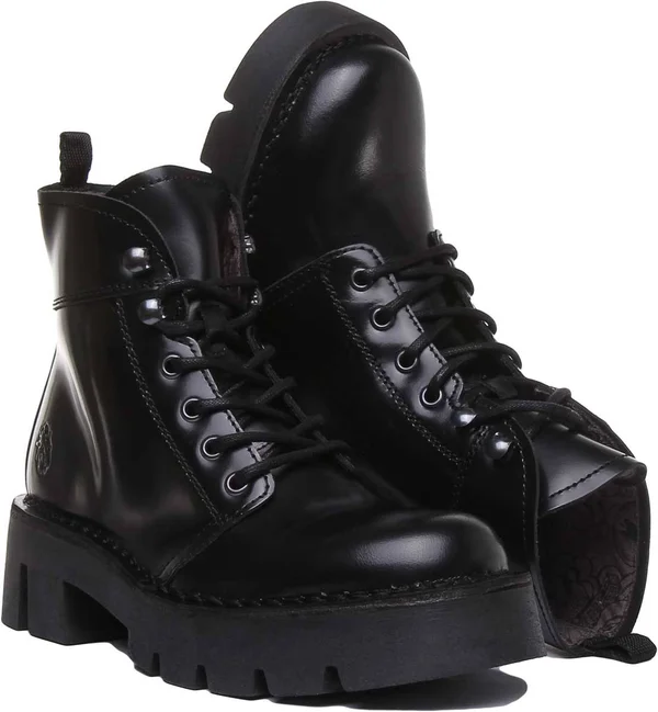 Fly London Black Lace-Up Ankle Boots - Overcube