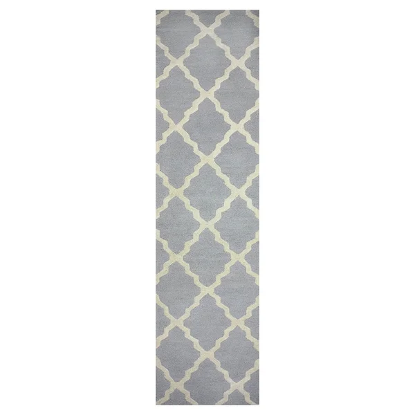 nuLOOM Light Grey Hand Hooked Marrakech Trellis Area Rug Runner - 2& 6x22 x 8&