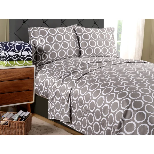 Superior Scroll Park Cotton Rich 600 Thread Count Sheet Set, California King, White/Black