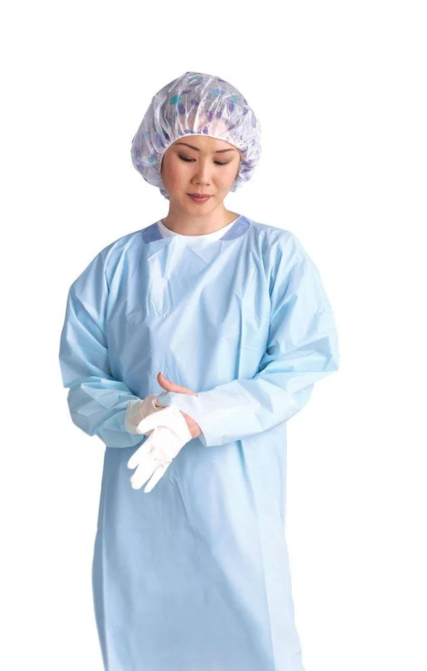 Medline Standard Polyethylene Thumb Loop Isolation Gowns, Blue, X-Large