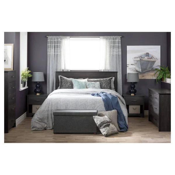 South Shore Fusion 1-Drawer Nightstand - Gray Oak