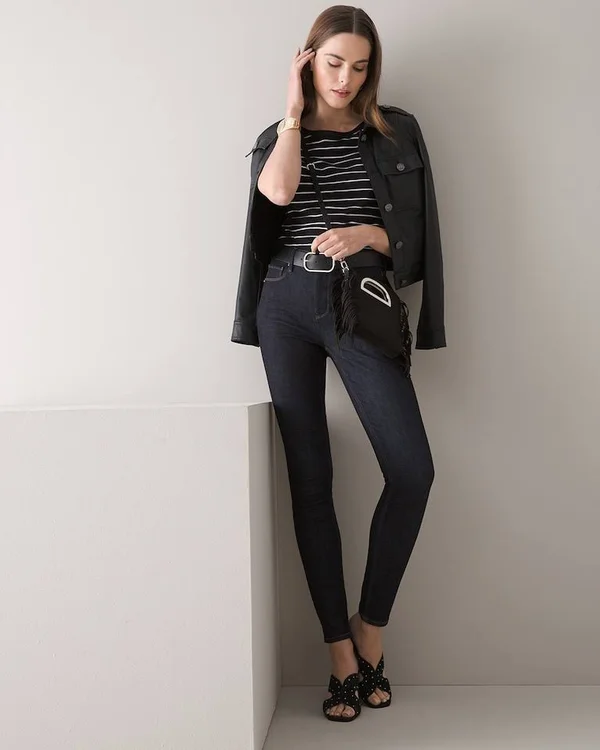 Women's High-Rise Sculpt Skinny Ankle Jeans - Blue/Vancouver Rinse Wash, Size 6 - Long by White House Black Market
