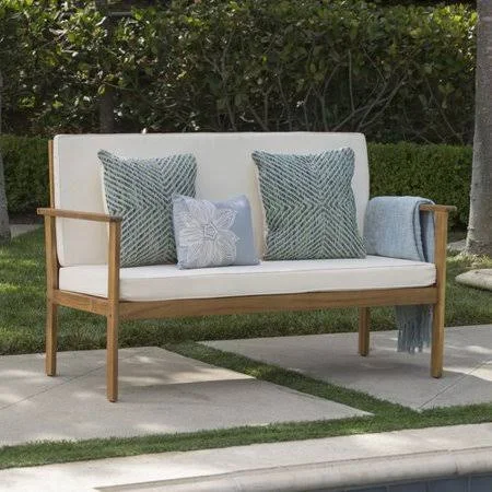 Doyon Upholstered Bench Ivy Bronx Upholstery: Cream, Color: Brown