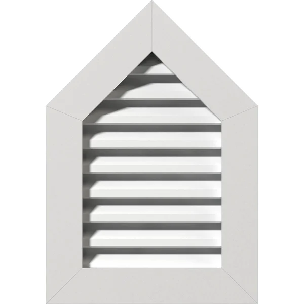 28 inchw x 30 inchh Peaked Top Gable Vent (33 inchw x 35 3/4 inchh Frame Size) 14/12 Pitch: Functional - PVC Gable Vent w/ 1 inch