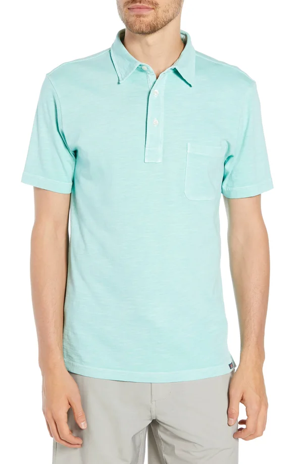 Faherty Sunwashed Polo Shirt - Men's Water Blue, M