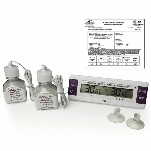 Bel-Art 61000-0300 H-B Frio Temp Calibrated Dual Zone Electronic Verification Thermometer for Freezers - Refrigerators and Incuba