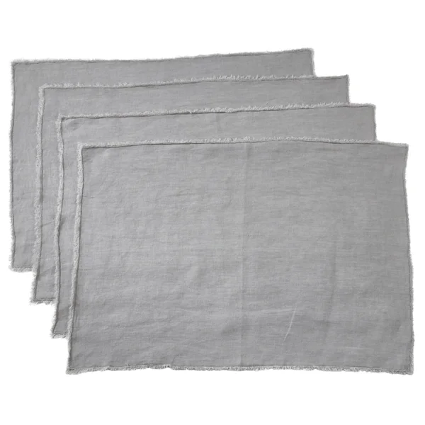 Saro Fringed Stone Washed Placemat (Set of 4) - Yellow