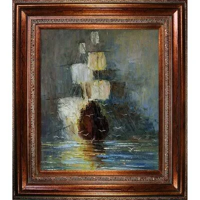 &Nostalgy& Framed Hand Painted Oil on Canvas Winston Porter Size: 34x22 H x 34x22 W x 2x22 D - Format: Mediterranean