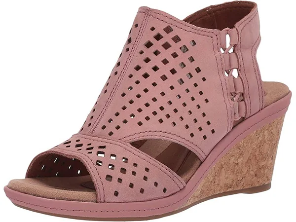 Women's Rockport COB Hill Janna Wedge Sandal, Size 6.5 W - Pink