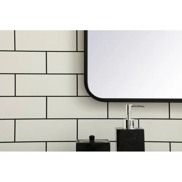 Ezra Soft Corner Metal Rectangular Mirror - 30x22 x 48x22 - White
