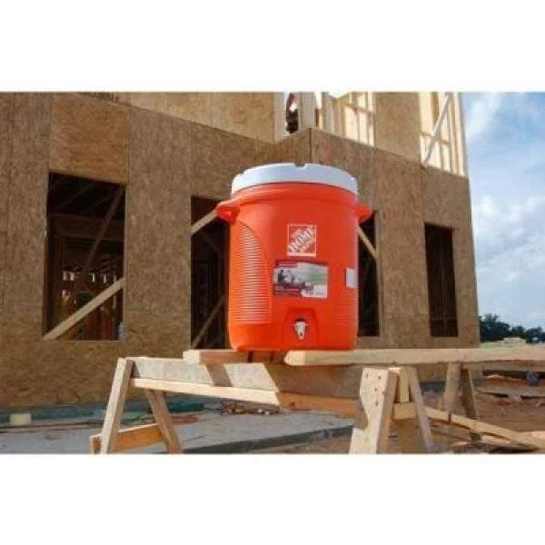 10 Gallon Water Cooler Bottom Spout Spigot Easy Pouring Portable Handles Orange