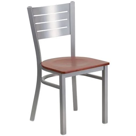Flash Furniture 2-Xu-Dg-60401-Chyw-Gg Silver Slat Chair-Chy Seat, pk2