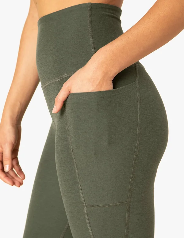 Beyond Yoga Women's Spacedye Out of Pocket High Waisted 7/8 Leggings - Eden Green Heather Medium - Spandex