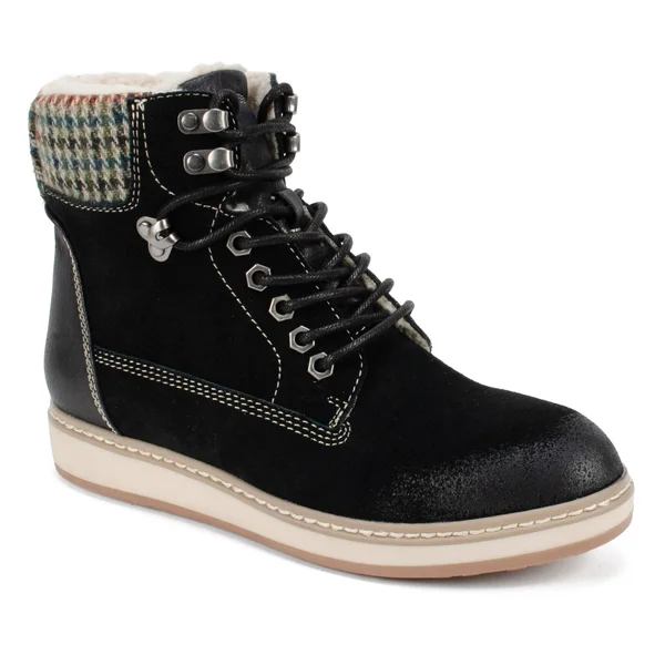 White Mountain Women's Theo Winter Bootie, Black Suede