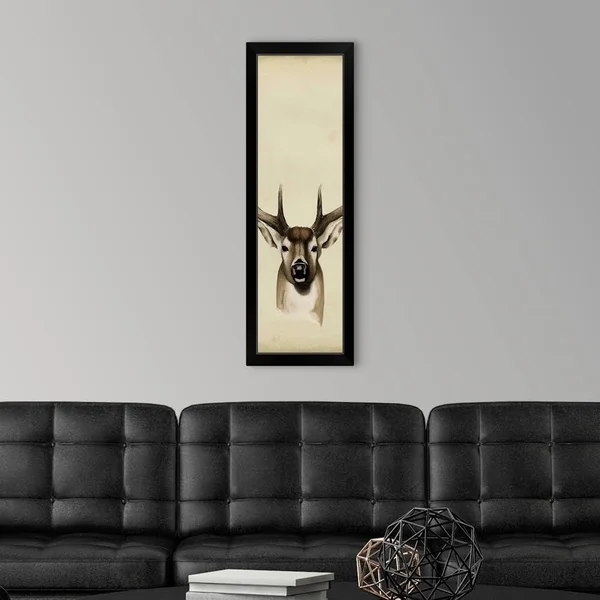 Triptych Whitetail II - Black Framed Wall Art, 12x36, Great Big Canvas