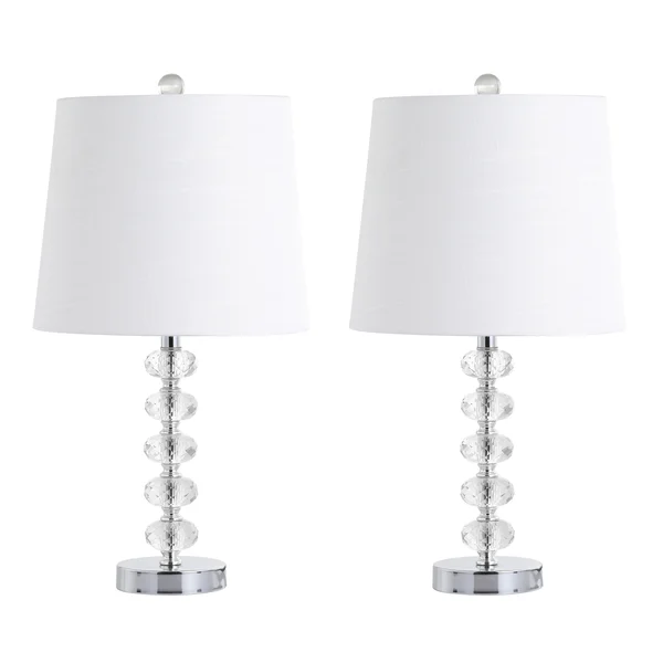 Kevin 22x22 Glass/Metal LED Table Lamp - Clear/Chrome (Set of 2) by Jonathan Y