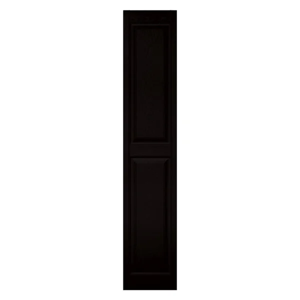 Builders Edge 12 in. x 39 in. Raised Panel Vinyl Exterior Shutters Pair in Black