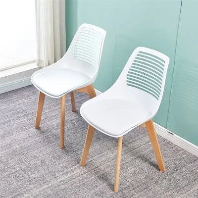 Plastic Chair for Living Room - Accent Chair with Wood Leg(Set of 2 Gray Color) George Oliver Finish: White