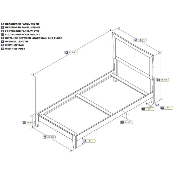 Atlantic Metro Twin XL Bed in Walnut