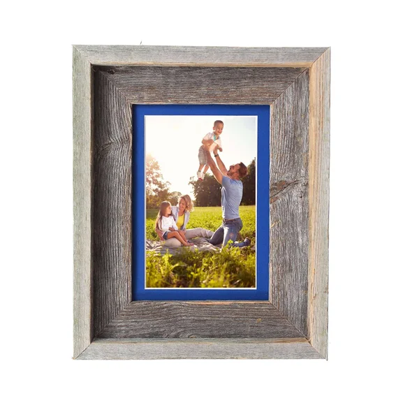 BarnwoodUSA 16 by 20 inch Signature Picture Frame Matted for 11 by 14 inch Photos- 100% Reclaimed Wood, Bottle Blue Mat
