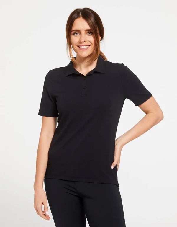 UPF 50+ Sun Protective Polo Shirt for Women, Sensitive Fabric Black