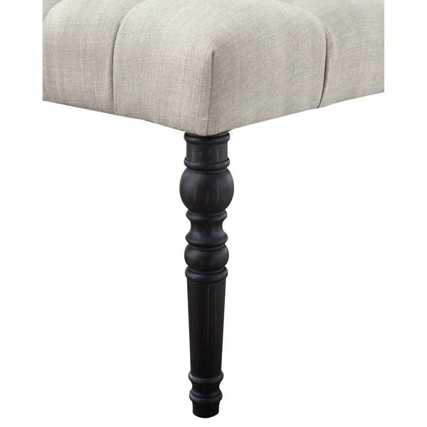 Roundhill Furniture Leviton Fabric Tufted Dining Bench Blue