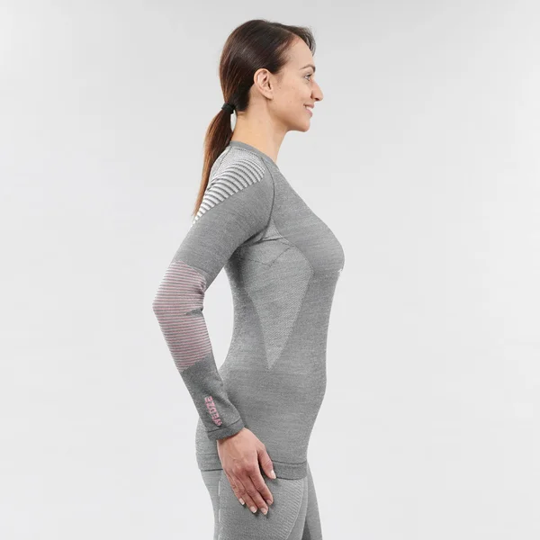 Wedze Women's X-Warm 900, Ski Base Layer Top in Carbon Gray, Size L/XL
