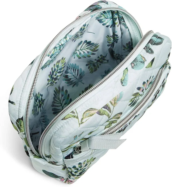 Vera Bradley Women's Performance Twill Medium Cosmetic Bag Seawater Blooms