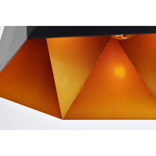 Elegant Lighting LDPD2083 11.4 x 17.7 in. Arden 1 Light Black & Golden Inside Pendant
