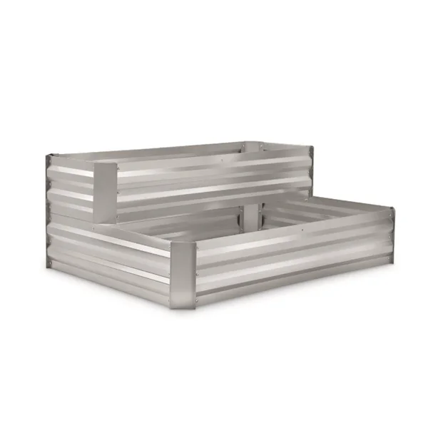 CASTLECREEK Galvanized Steel Stair Planter Box for Raised Bed Gardening