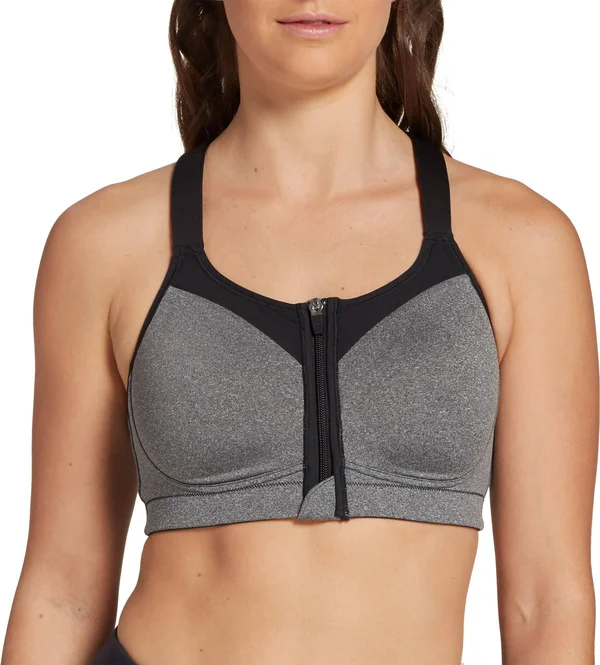 Calia by Carrie Underwood Women's Go All Out Zip Front Sports Bra - 38D, Dark Heather Gray