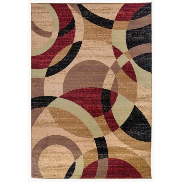 World Rug Gallery Contemporary Modern Circles Area Rug, Multi