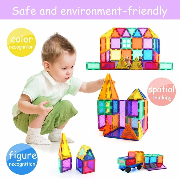 Children Hub 100pcs Magnetic Tiles Set Building Construction Toys for Kids