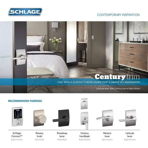 Schlage F59lat619cen Latitude Lever Century Rose Interior ACT