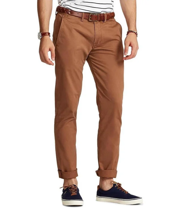 Polo Ralph Lauren Straight Fit Stretch Chino Men's Casual Pants English Brown : 33 32